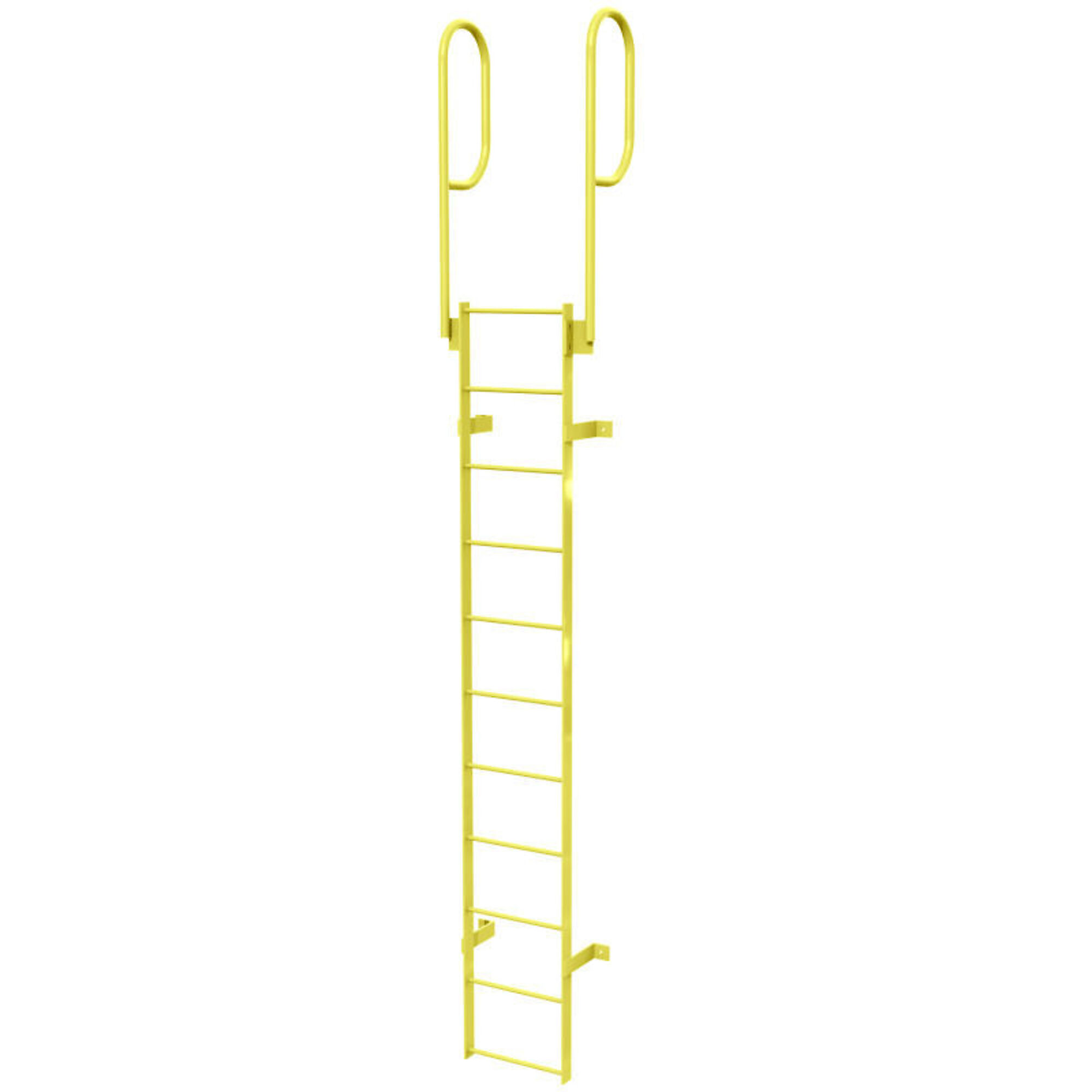 Ballymore, 11 Step Fixed Access Ladder with Walk-thru Rails, Height 174 ft, Capacity 350 lb, Material Carbon Steel, Model# WLFS0211-Y